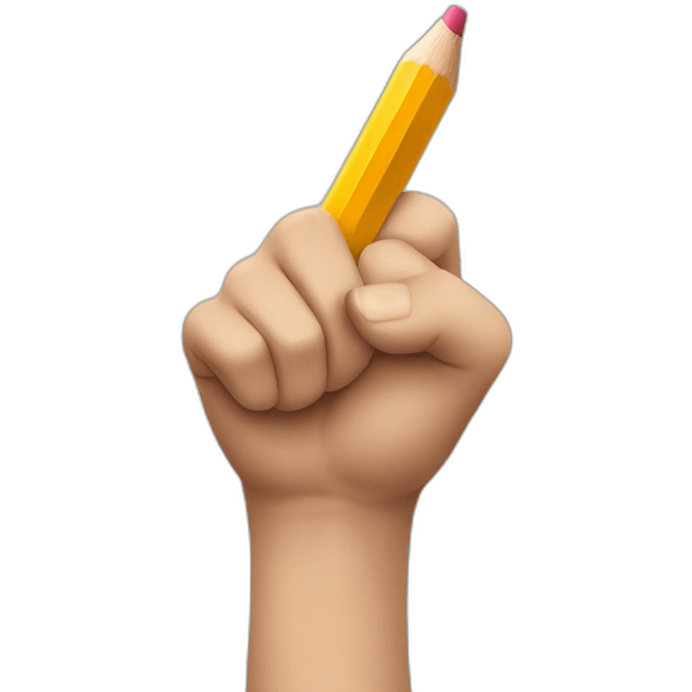 hand holding a big pencil in fist emoji