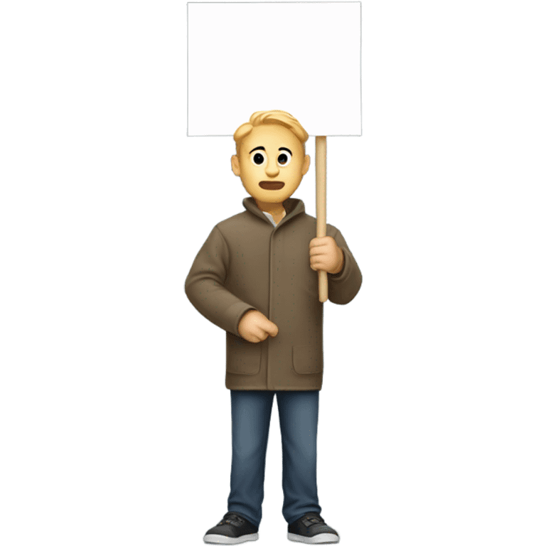 white man holding placard on stick emoji