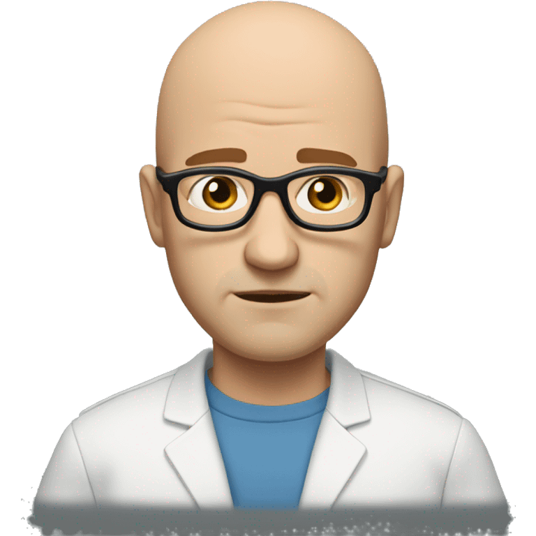 Bald white Man with brown hair, thick black glasses, frowning emoji