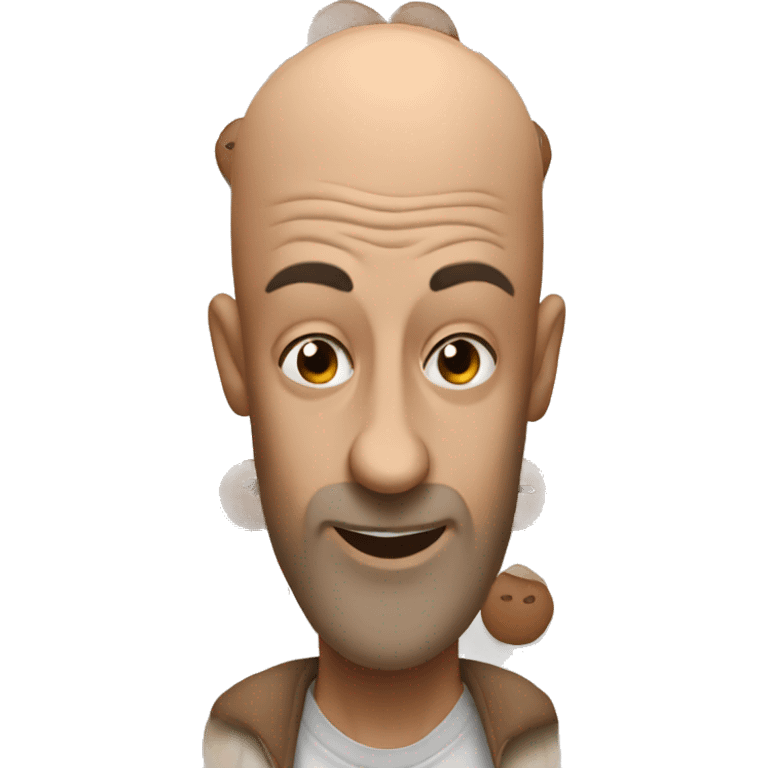 Bald man eating brown emoji