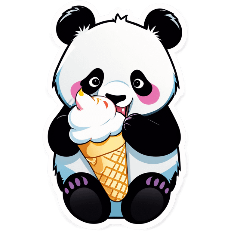 Panda eating ice cream emoji