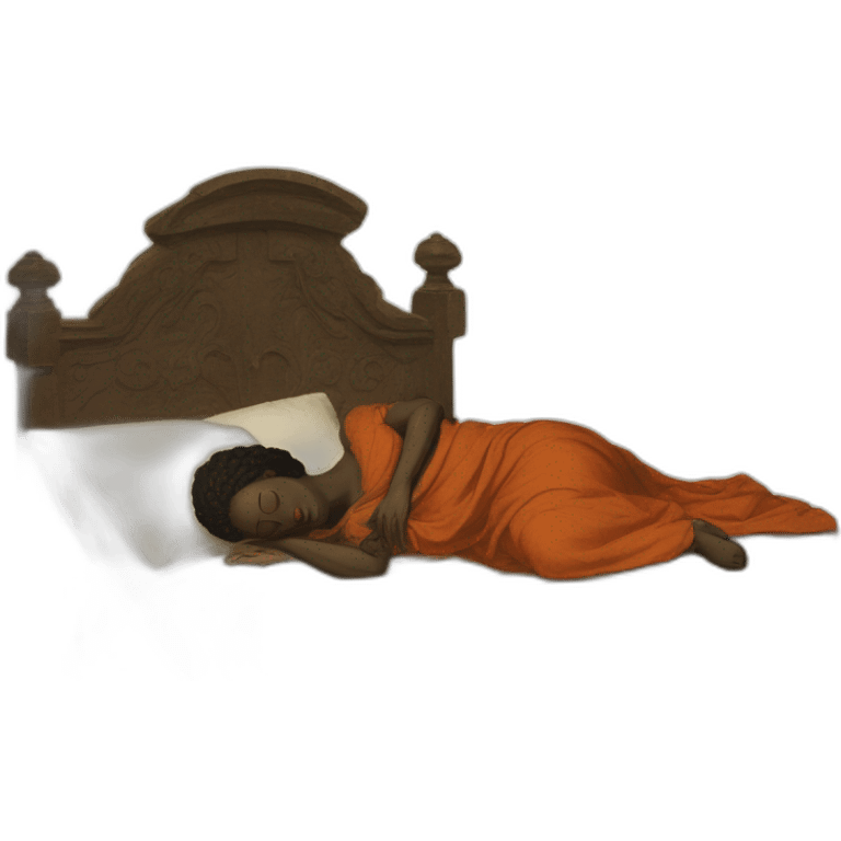 The folk african woman sleeping in bed, 17th century emoji