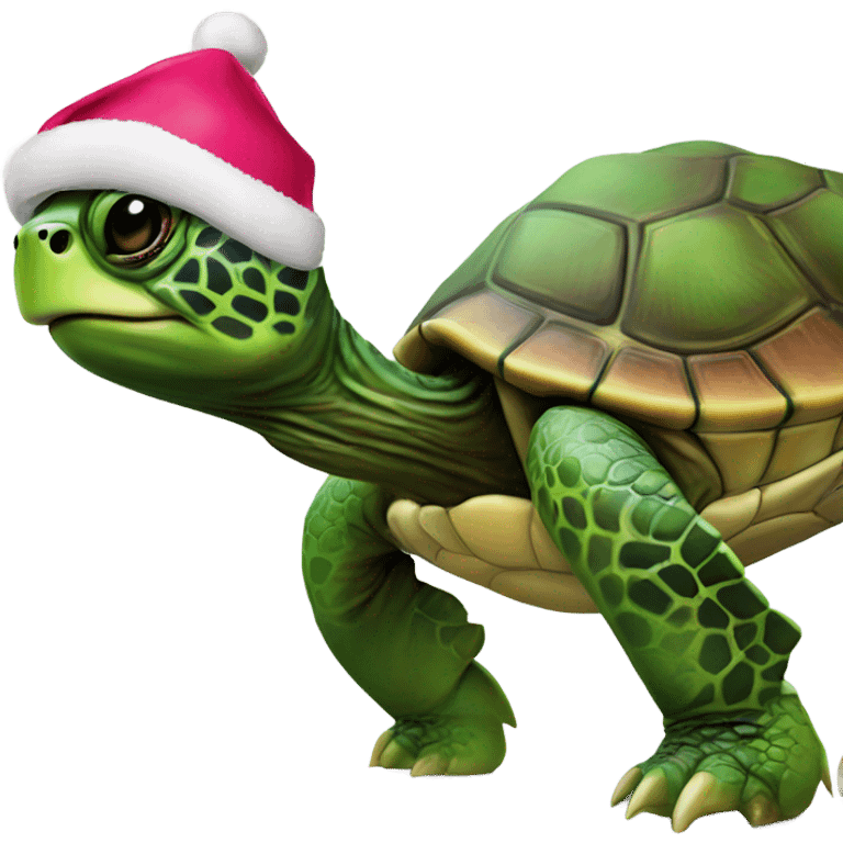 Turtle with Christmas hat and jordan 4 orchid emoji