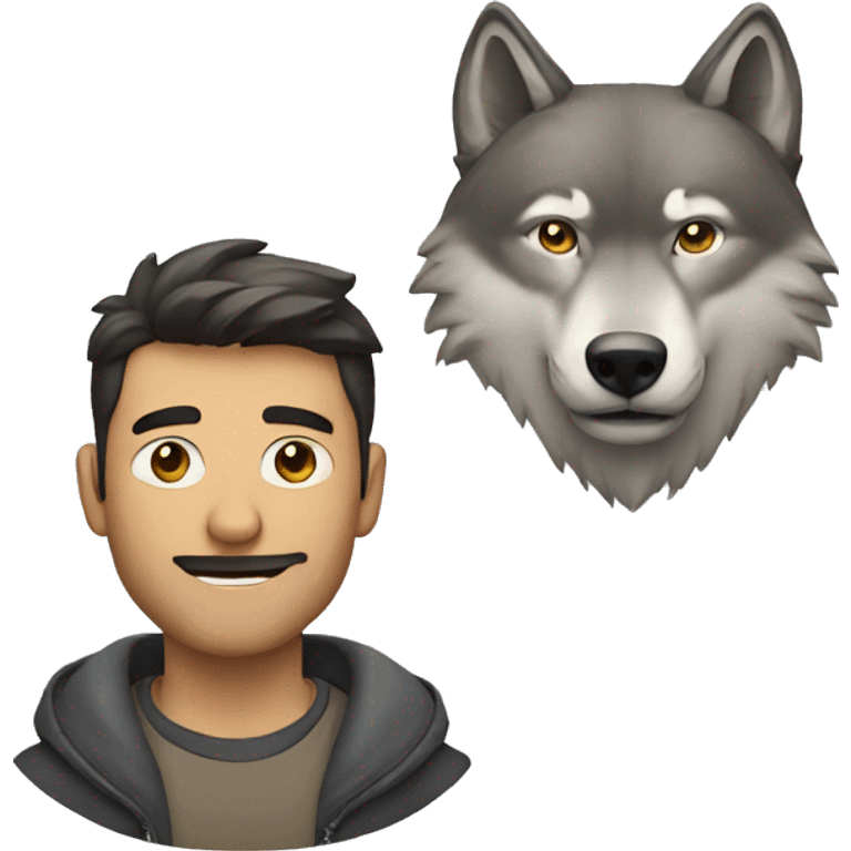 a man and a wolf emoji