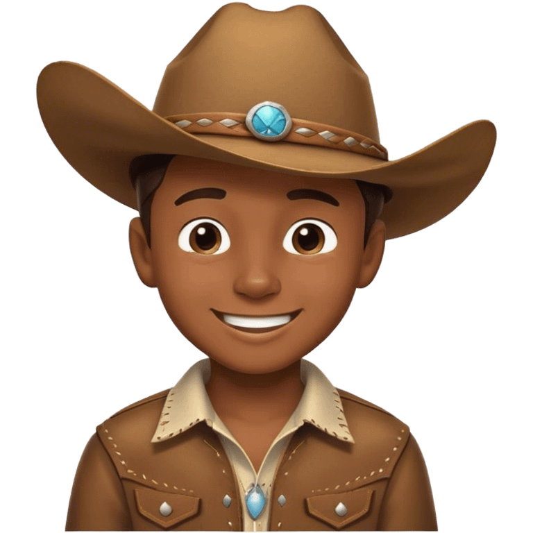 smiling boy in cowboy hat winking  emoji