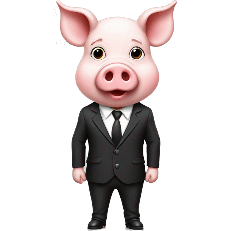 Funny pig with business suit black emoji