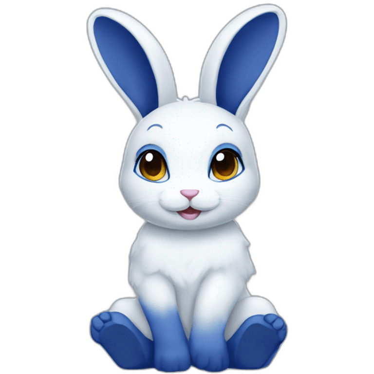 Anthro white rabbit with dark blue hair emoji