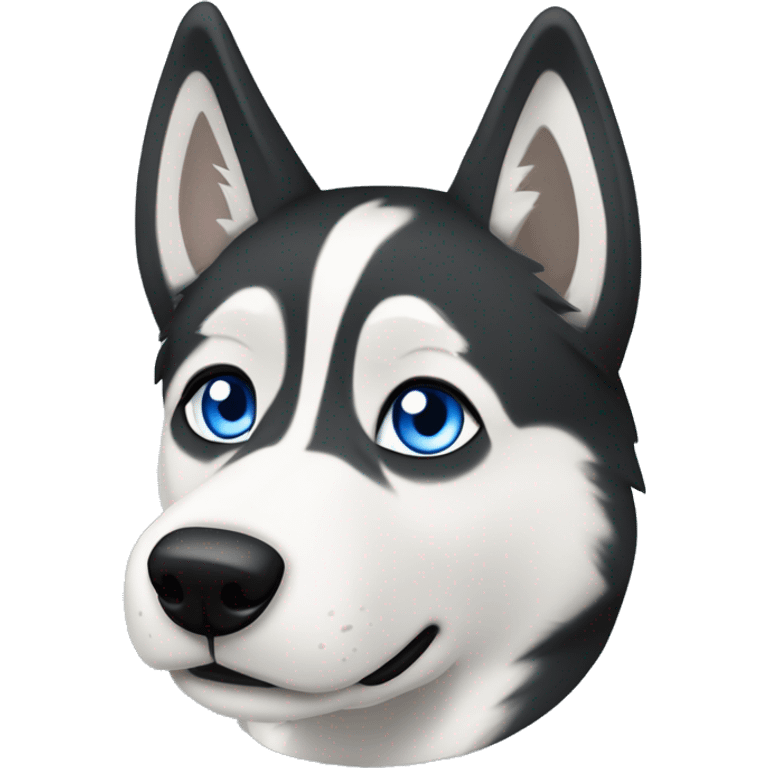 Black and white Siberian husky with blue eyes and a white fleur de lis mark on forehead  emoji