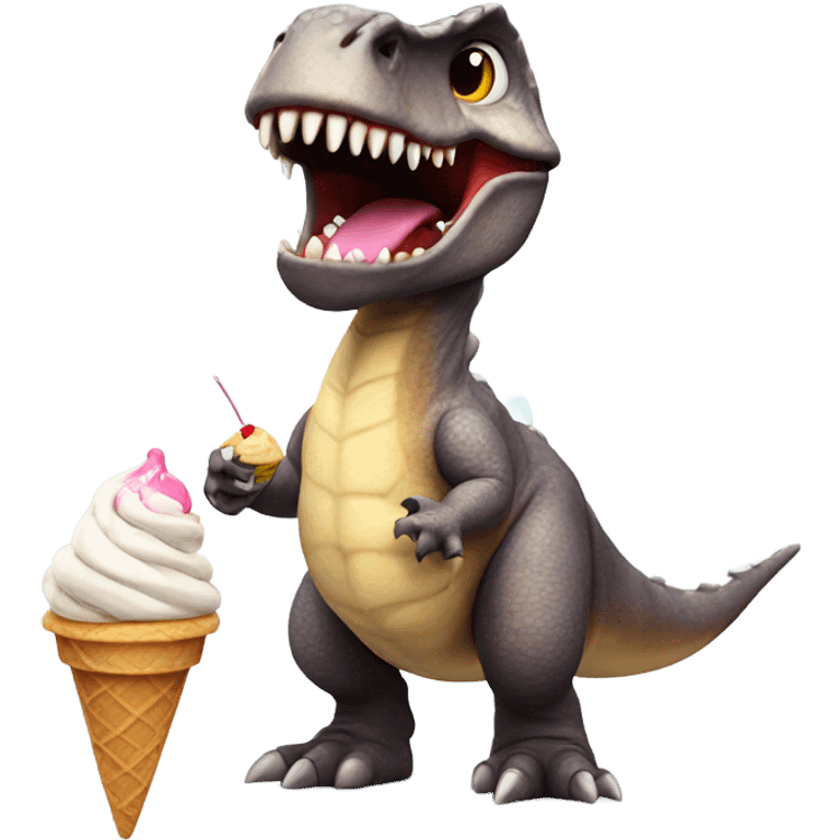 dinosaur with ice cream  emoji