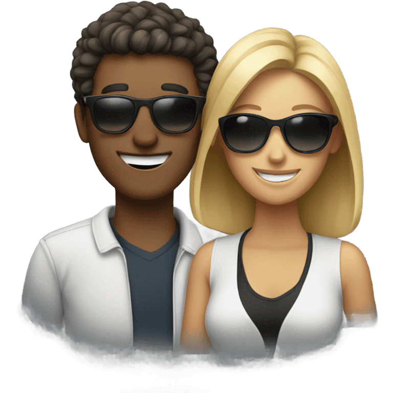 smiling couple with sunglasses emoji