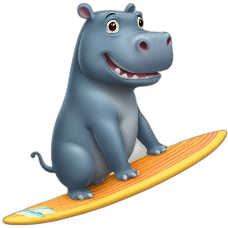 Surfing hippo emoji