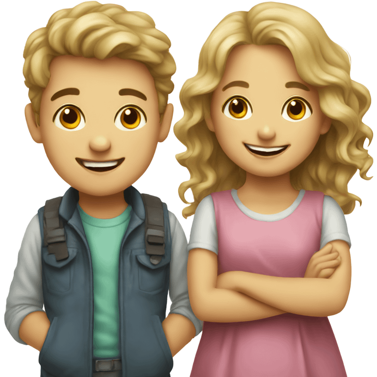 happy boy and girl portrait emoji