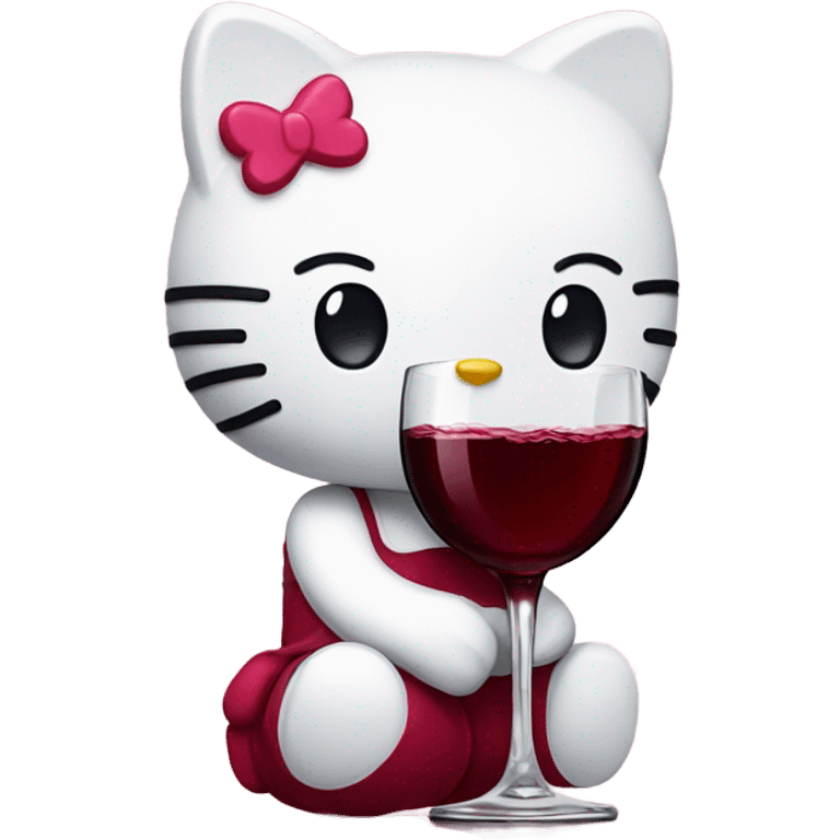 Hello Kitty drinking red wine emoji