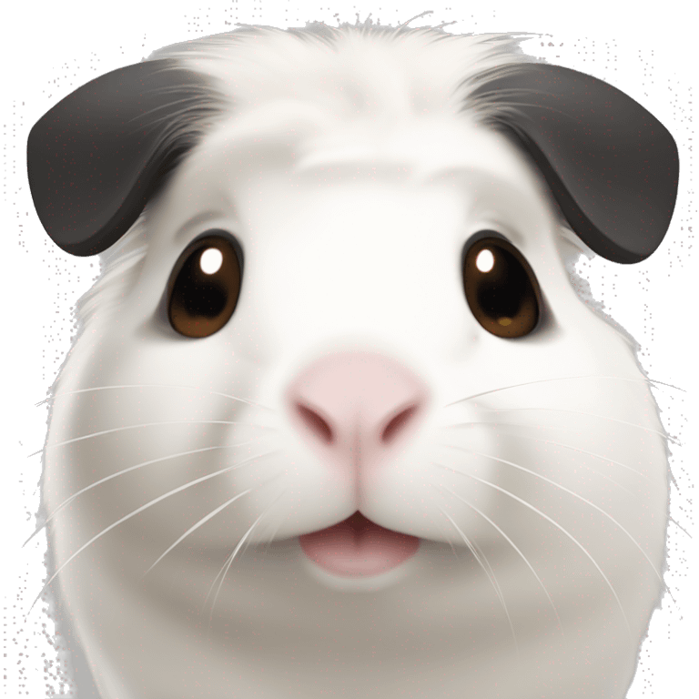 white guinea pig with one black ear and brown marking on face emoji