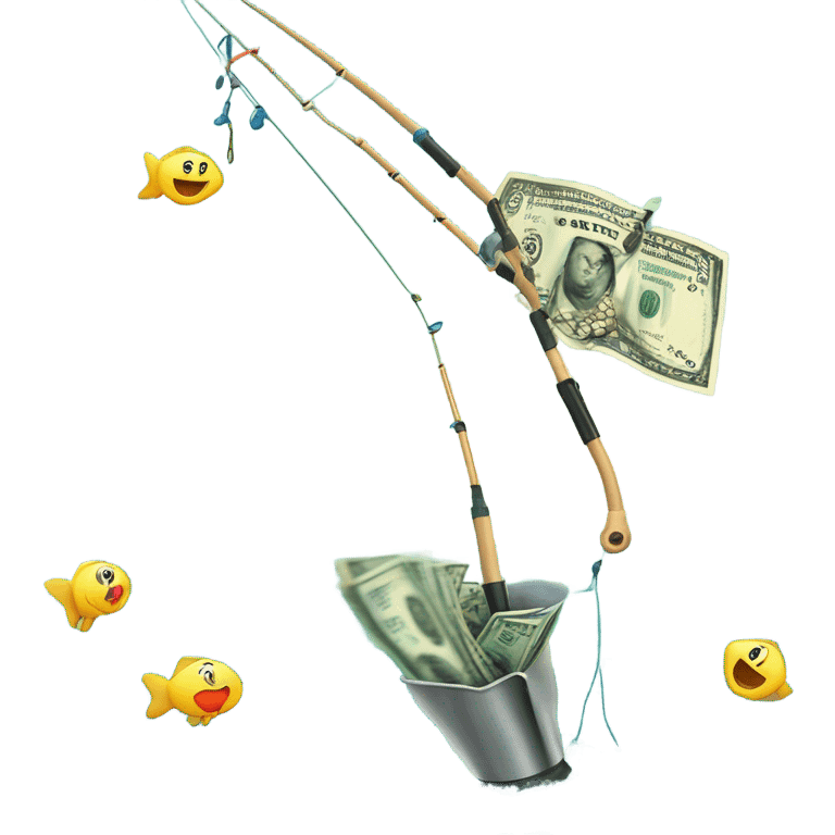 Fishing pole catching cash emoji