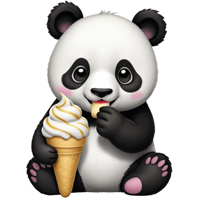 Panda eating ice cream emoji