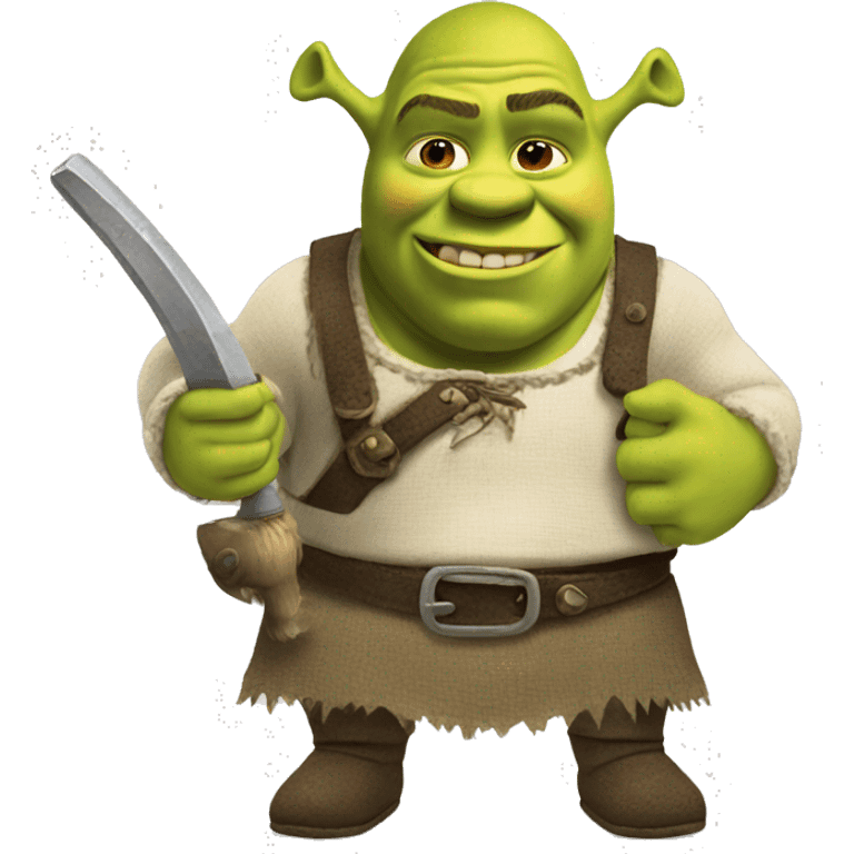 Shrek holding a pewpew emoji