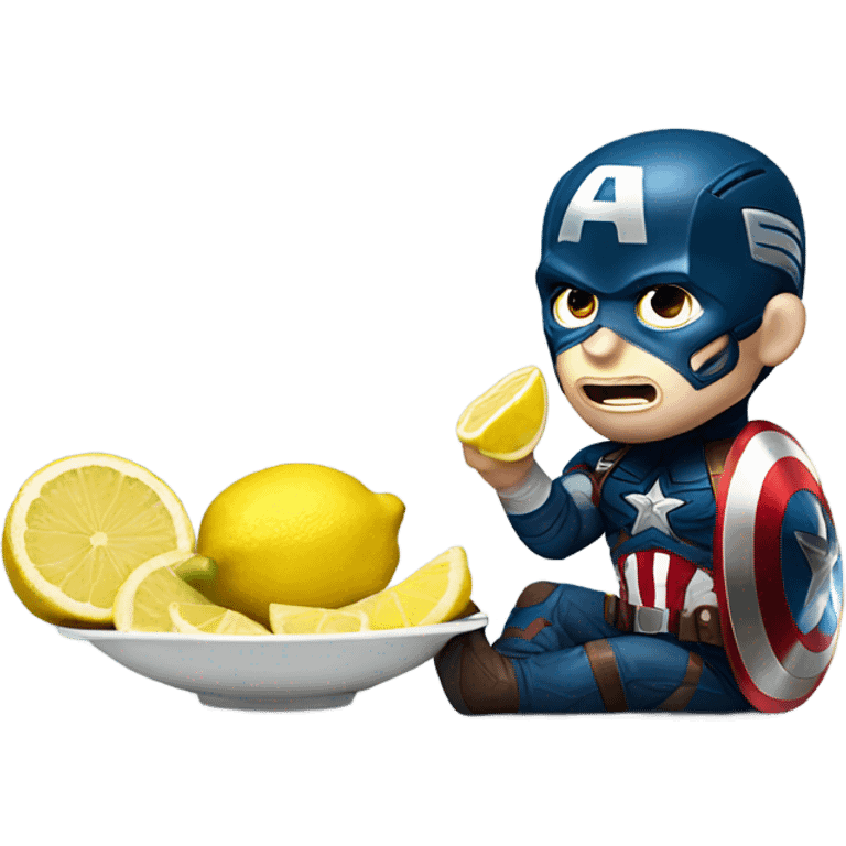 captain america eating a lemon emoji