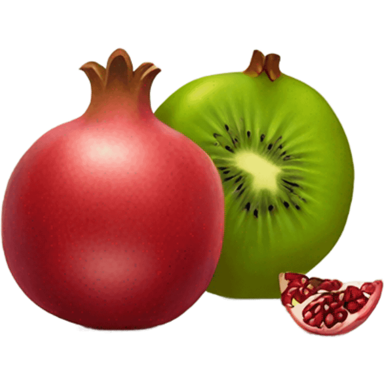 Kiwi and Pomegranate no face emoji