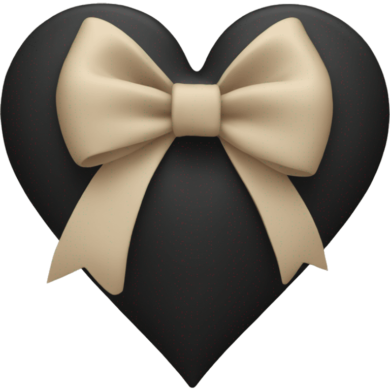 black heart with beige bow emoji