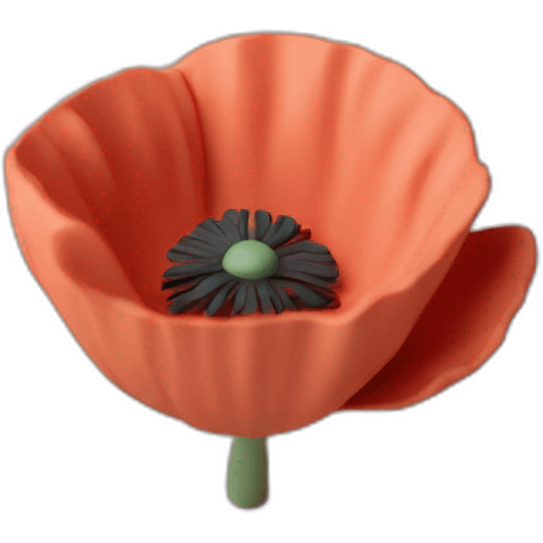 poppy flower matte clay 3d render soft light emoji