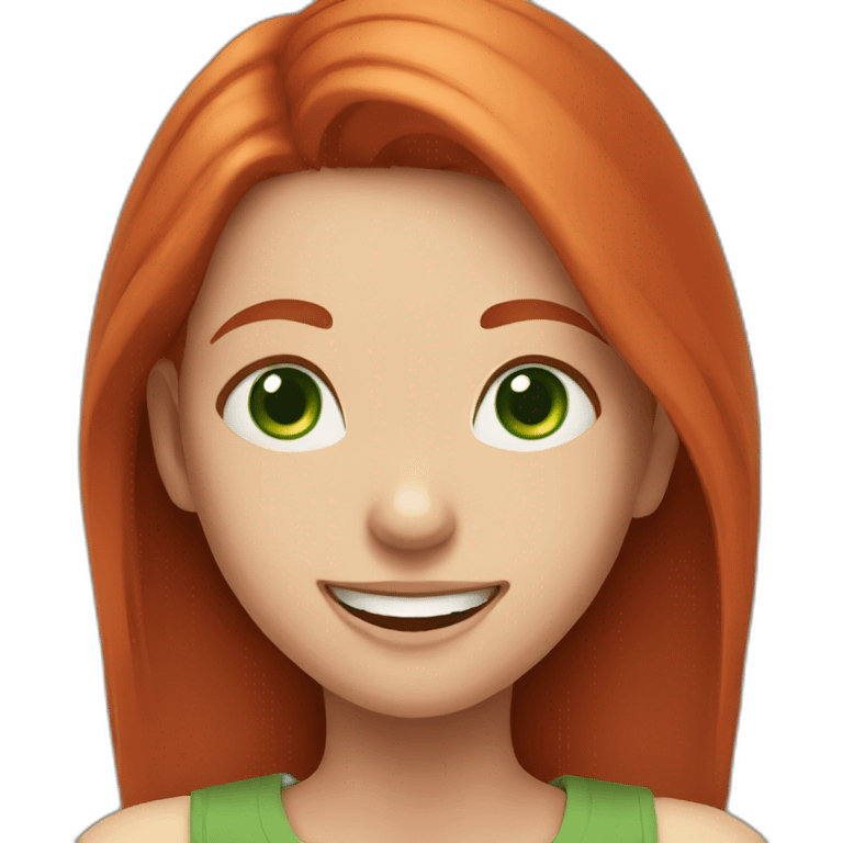 a girl with green eyes and red hair laughs emoji