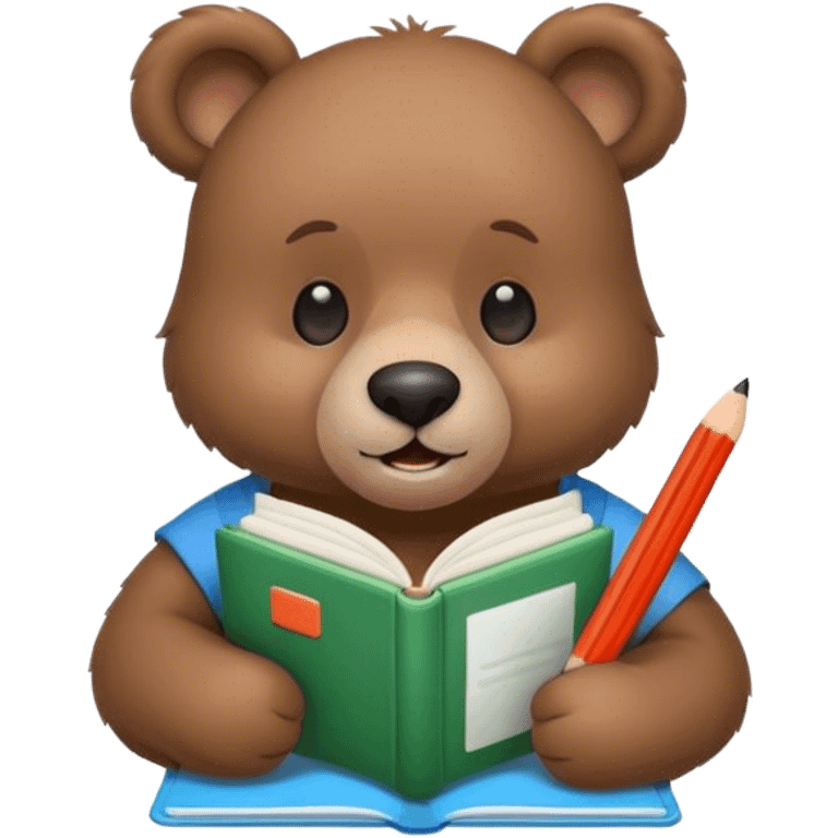 a cute bear studying languages emoji