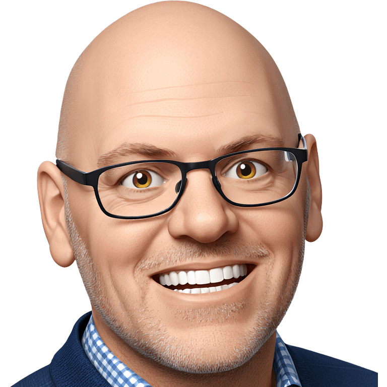 smiling bald man with glasses emoji