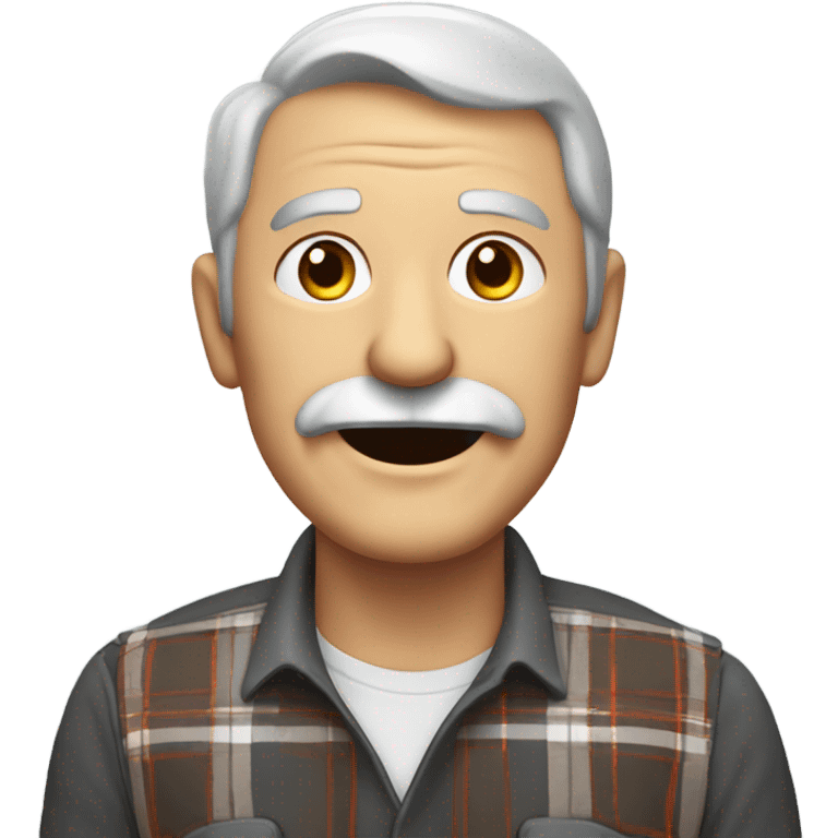 smiling old man in plaid with gray mustache and goatee emoji