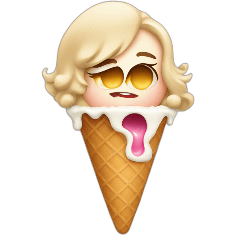 a girl swallowing an ice cream emoji