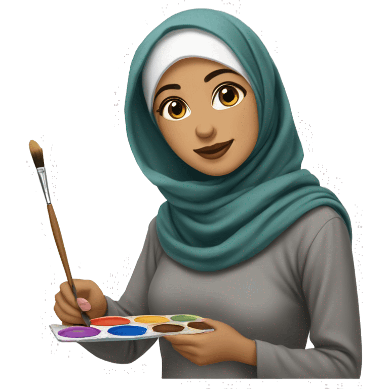 Hijabi-artist-painting-with-paint-brush  emoji