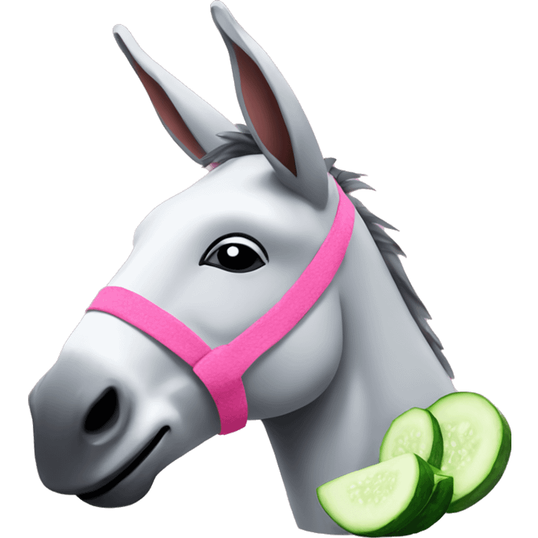 Pink donkey relaxing with cucumbers on eyes emoji