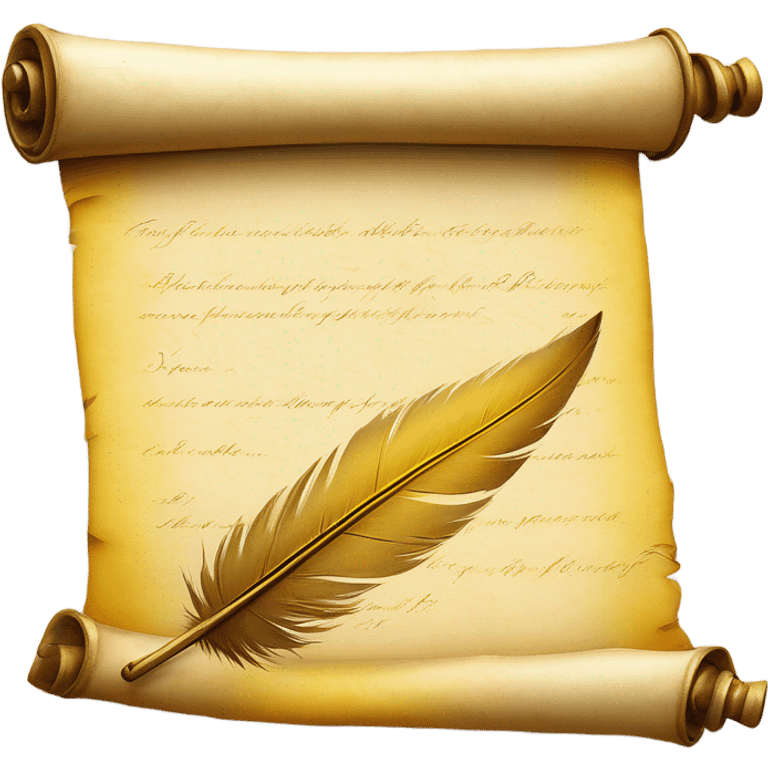 yellow Quill pen writing on parchment scroll emoji