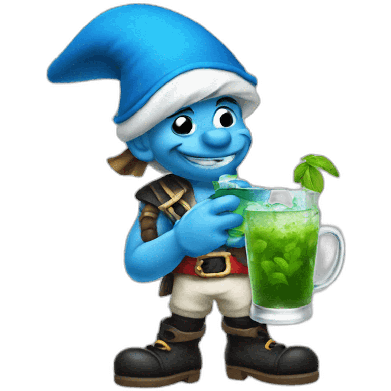 smurf pirate drinking mojito emoji