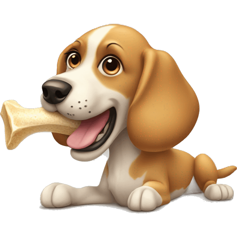 A dog eating a big bone emoji