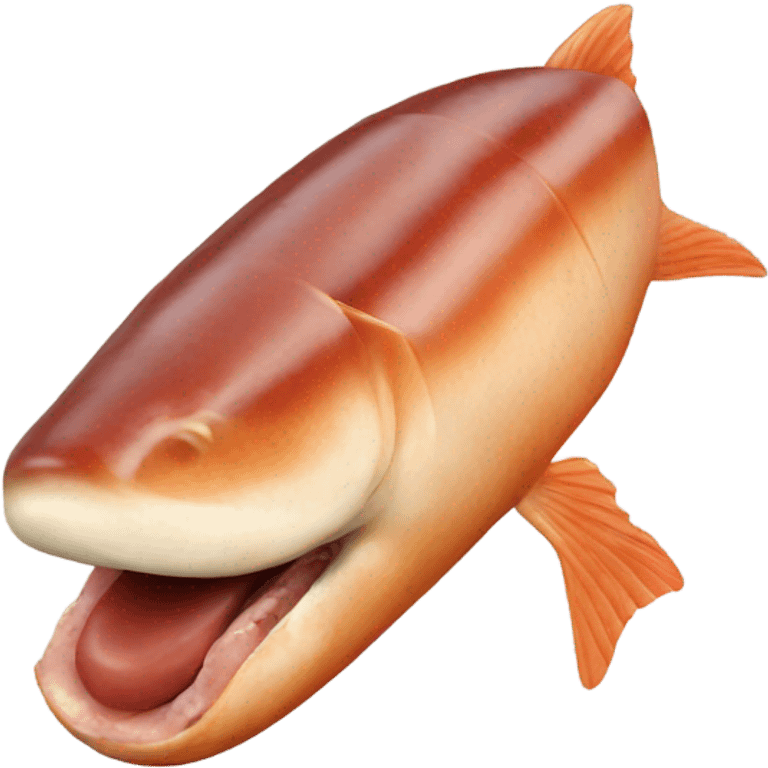 A fish eating a sausage emoji