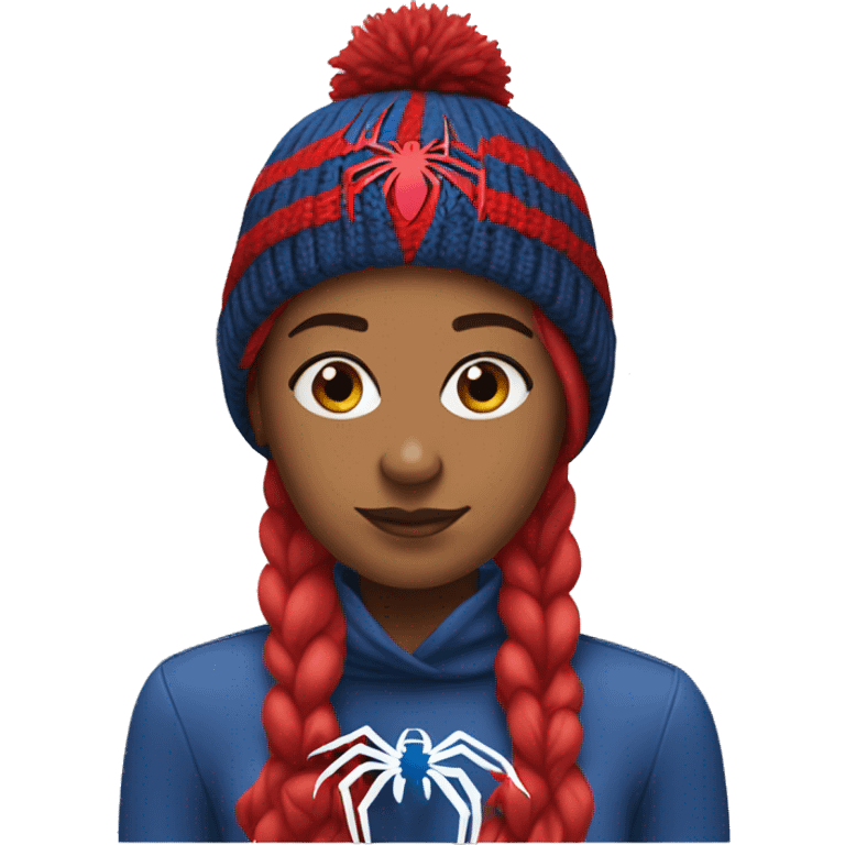 woman with a spiderman beanie emoji