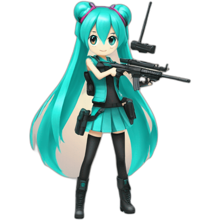 Hatsune miku with a rifle emoji