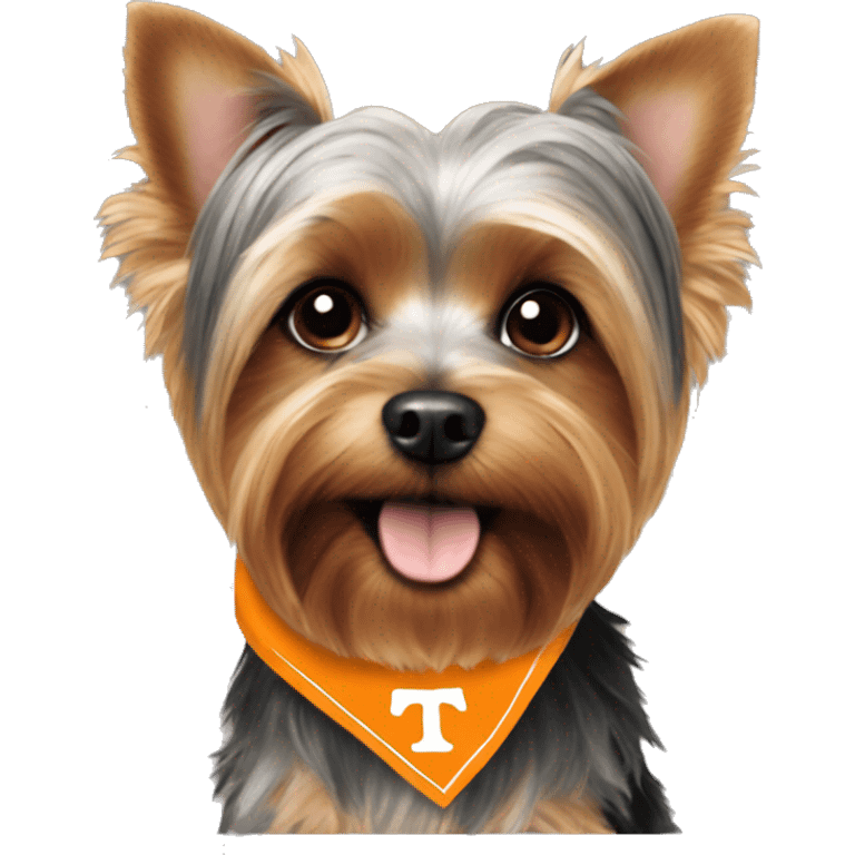 Yorkie dog wearing TN Vols bandana emoji