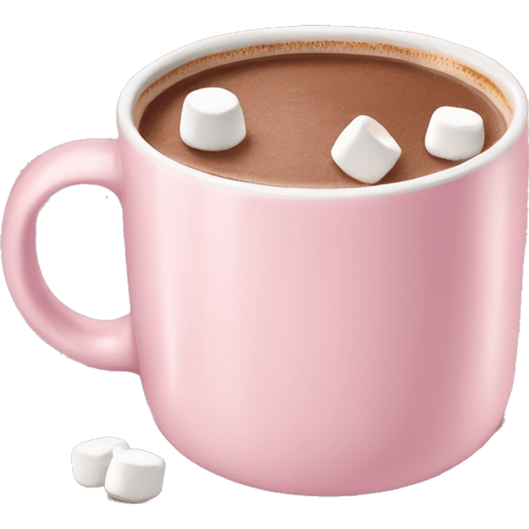 Light Pink mug of hot chocolate with marshmallows  emoji