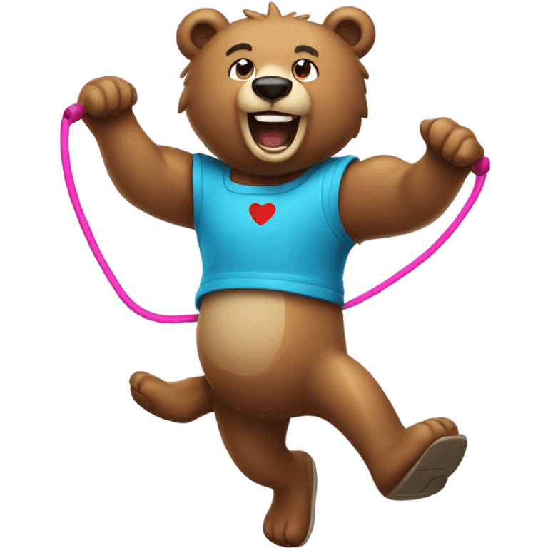 Bear using a jump rope emoji