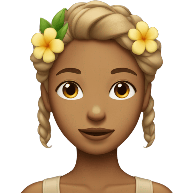 tan girl flower in her hair eyes closed emoji