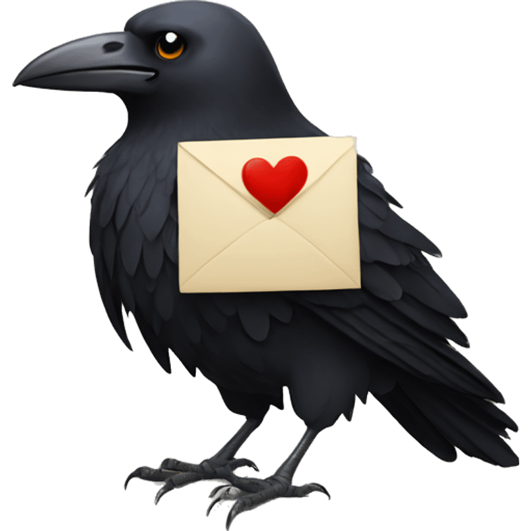 crow presenting a loveletter emoji