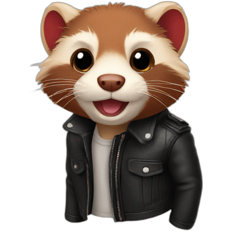 Red ferret wearing leather jacket  emoji