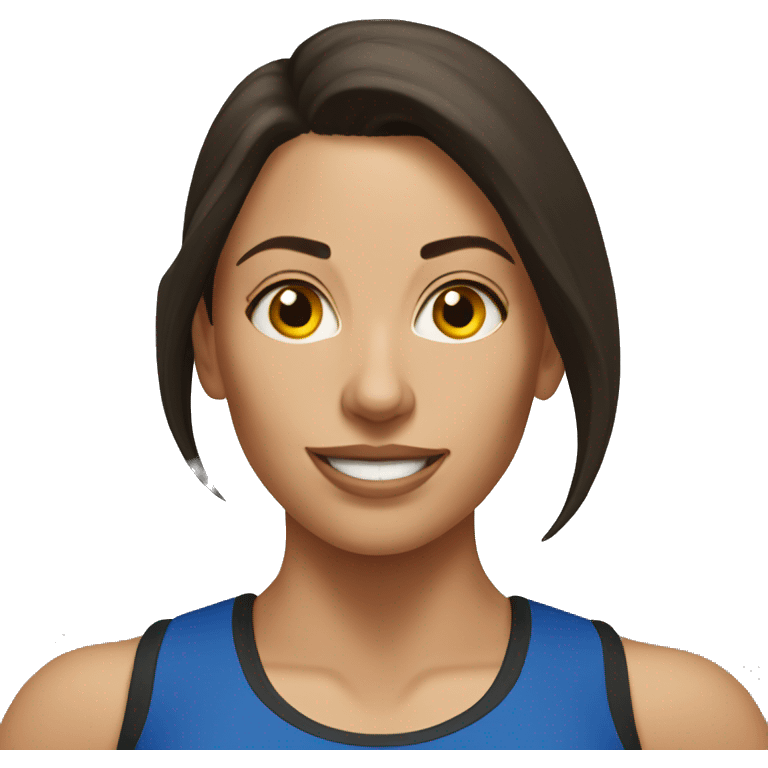 Brunette woman doing crossfit emoji