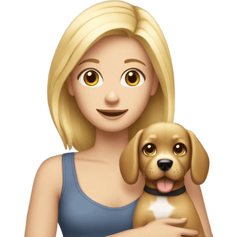 blonde girl holding a dog emoji