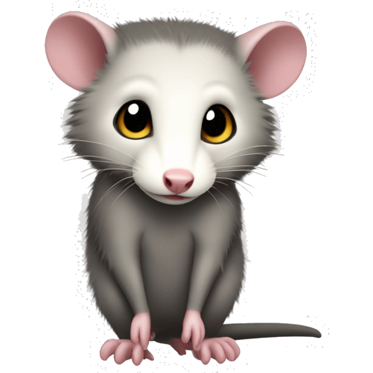 opossum full body. side profile, facing right small eyes. Not cute emoji