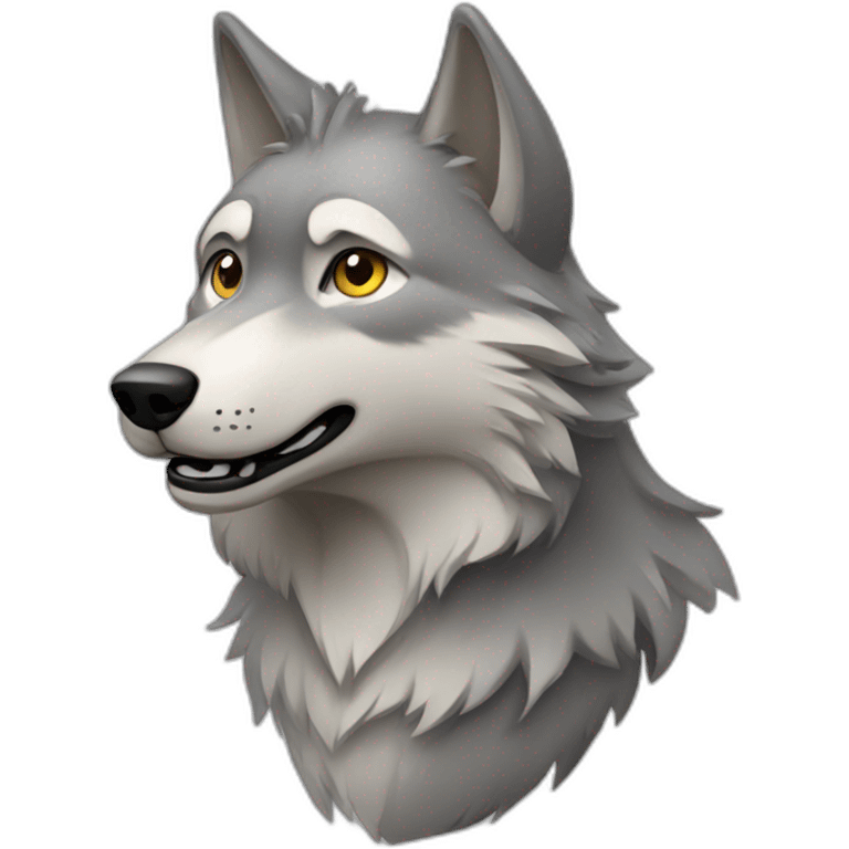 Anthropomorphic gray wolf emoji