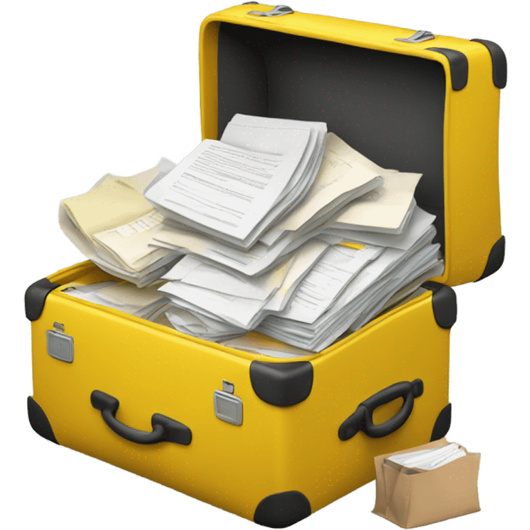 yellow baggage filled with documents emoji