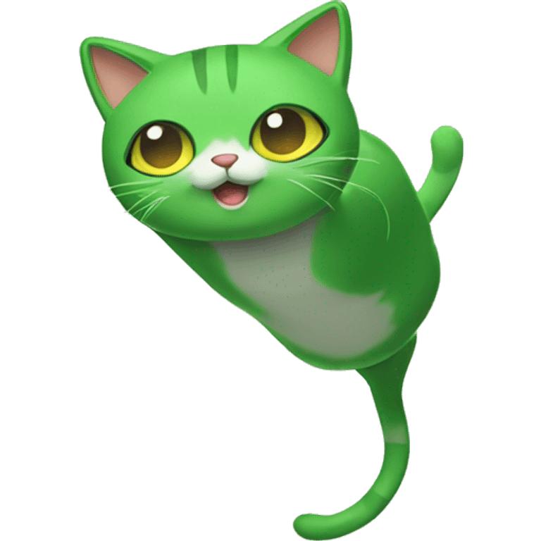 upside down green cat emoji